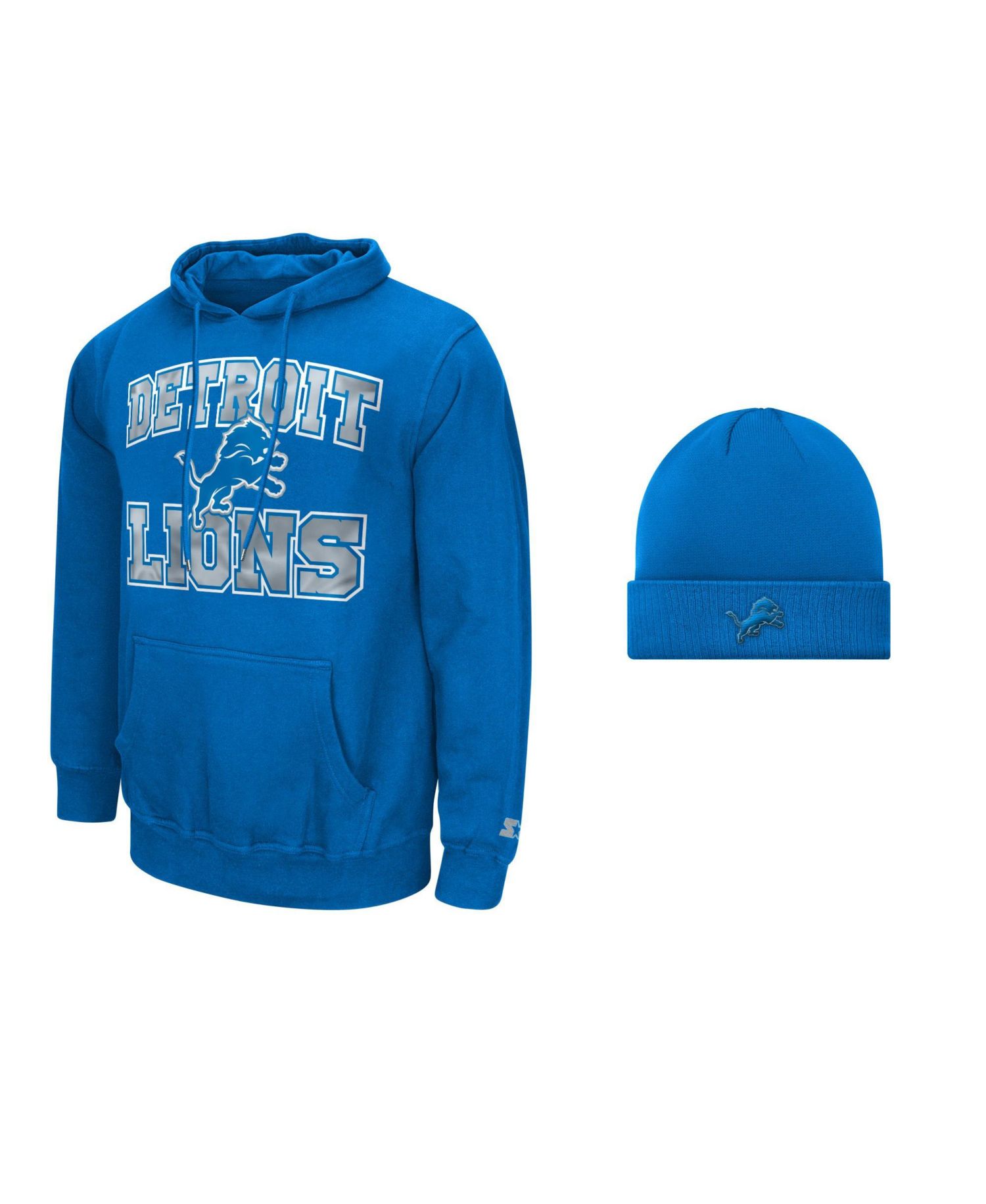 Men's Detroit Lions Pullover Graphic Hoodie and Cuffed Knit Hat, 2-Piece Set