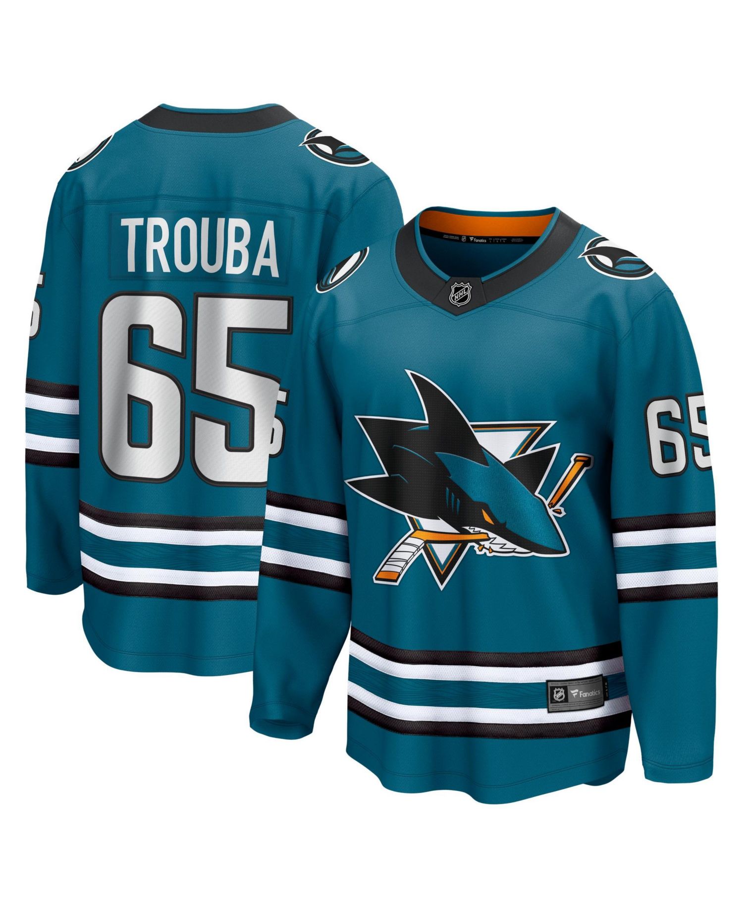 Men's San Jose Sharks Jacob Trouba Long-Sleeve V-Neck Breakaway Jersey