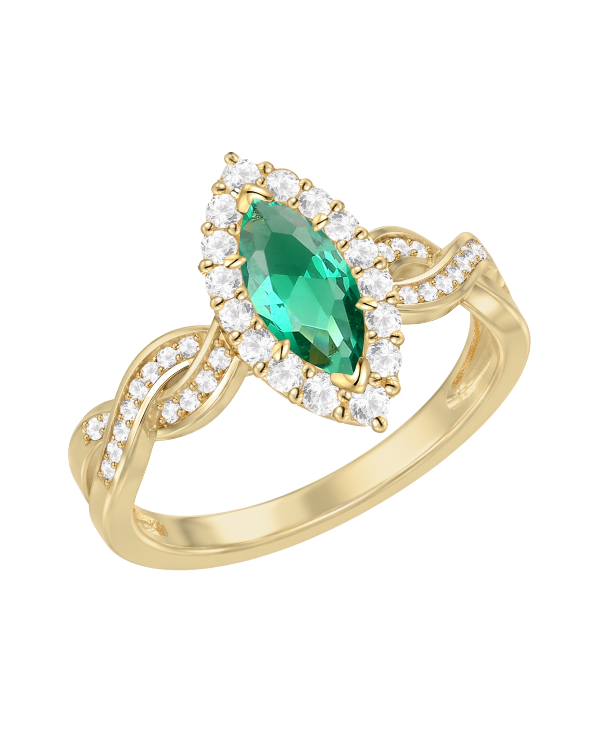 Macy's Lab-Grown Ruby (5/8 ct. t.w.) & Lab-Grown White Sapphire (3/4 ct. t.w.) Ring in 14k Gold Over Sterling Silver - Lab-Grown Emerald