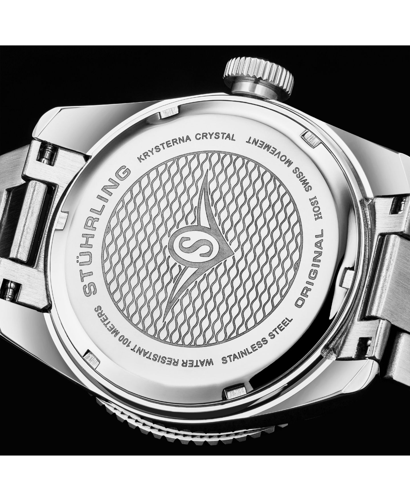 Мужские часы Stuhrling Aquadiver Silver-tone Stainless Steel, Black Dial, 49mm Round Watch, цвет: Серебряный — фото 4