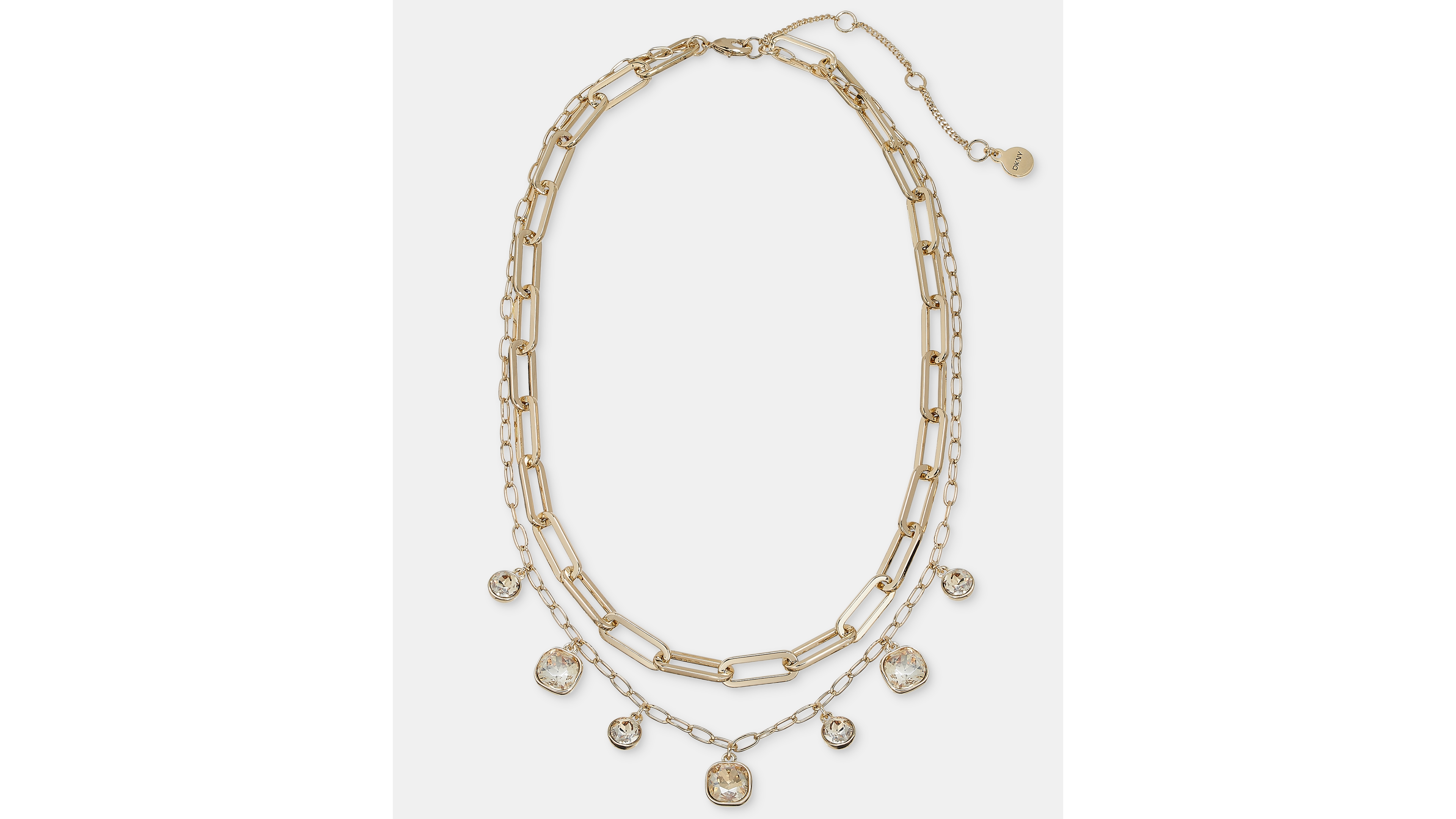 Dkny Glass Crystal Gold-Tone 2 Row Charm Necklace