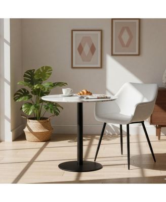 Markley Modern Leather Accent Dining Chair with Black Iron Legs