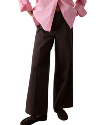 Women's Ponte Mid-Rise Wide-Leg Trousers
