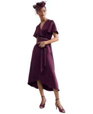 Women's Julissa Wrap Flutter-Sleeve Midi Dress