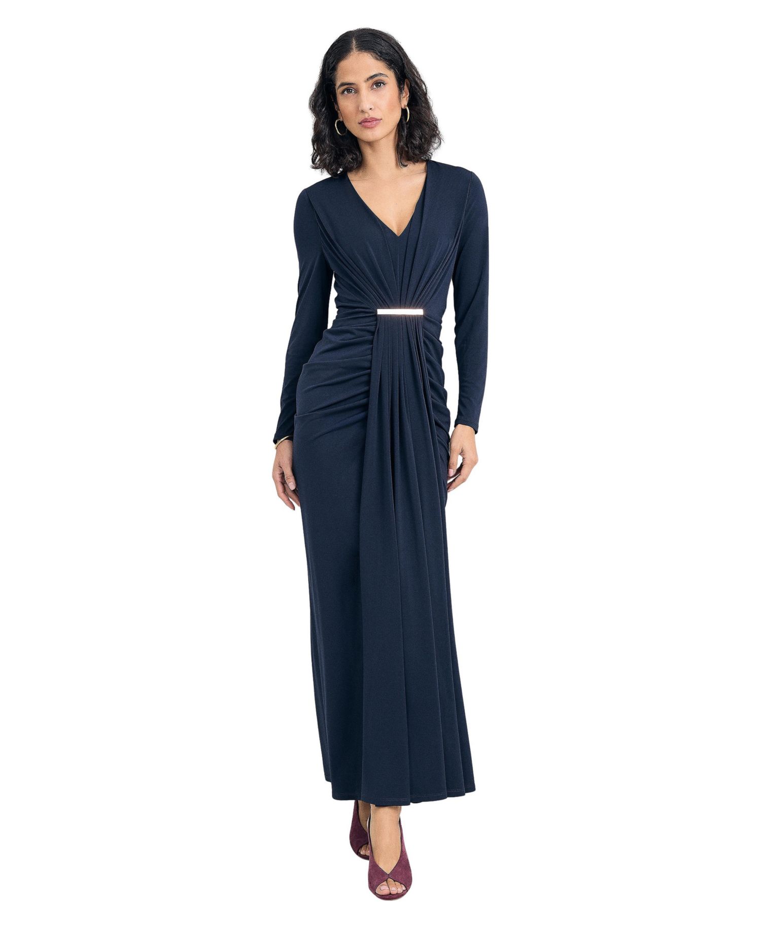 Women's Katharine V-Neck Long-Sleeve Maxi Dress