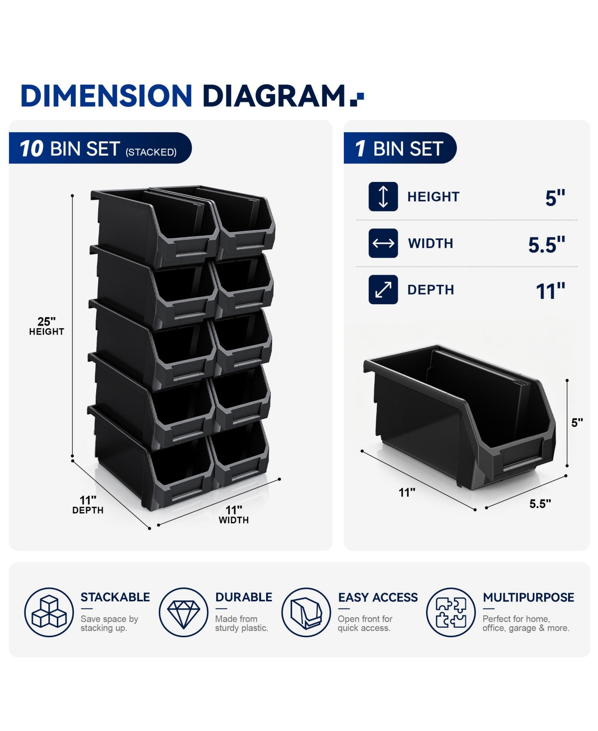 Sorbus Medium Open Front Stackable Kitchen Storage Bin