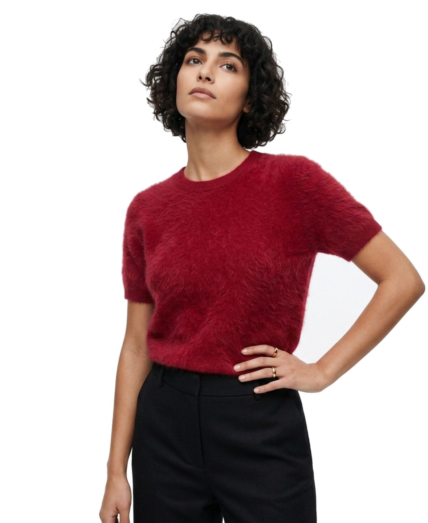 Женский свитер Jason Wu Brushed Short-Sleeve Crewneck Pullover, цвет: Красный — фото 1