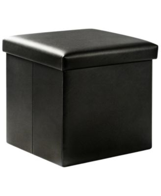15 Inch Storage Ottoman Cube with Lid for Bedroom and Living Room