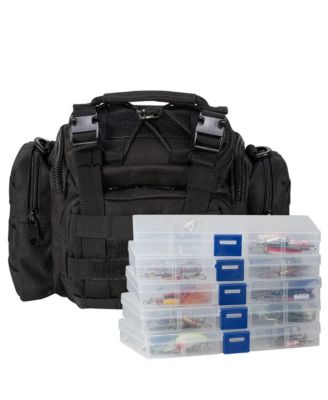 Fishing Lure Kit With 5 Tackle Boxes Spinners Soft Lures Crankbaits Carry Bag