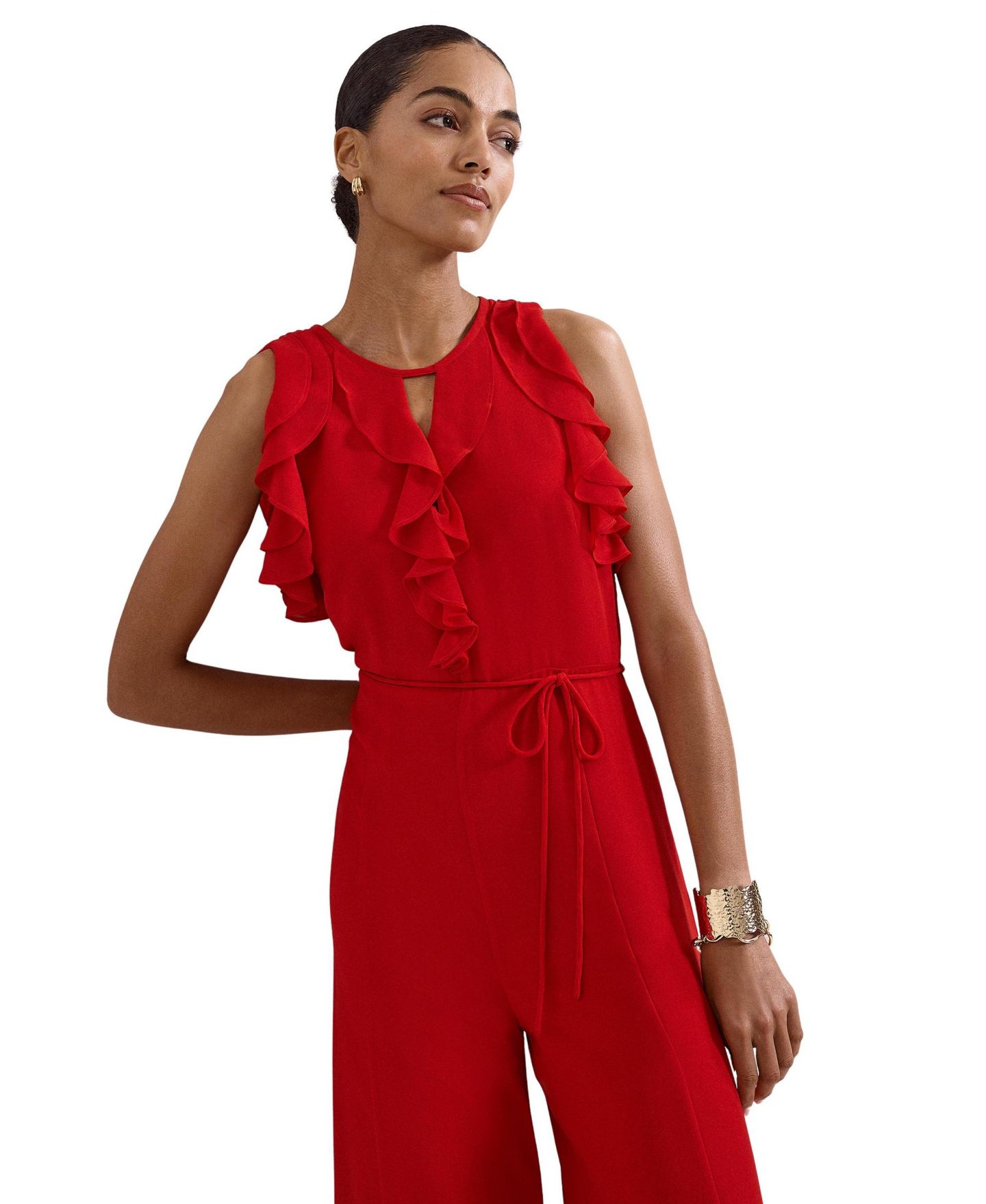 Женский комбинезон Phase Eight Front Wide Leg Jumpsuit Cinched Waist, цвет: Красный — фото 4