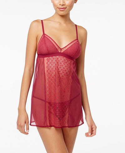 DKNY Nightfall Crochet-Panel Chemise with Matching G-String DK2012
