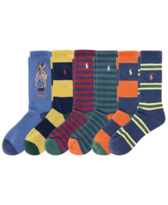 Men's Litchfield Bear Ribbed-Stripe Crew Socks, 6-Pack