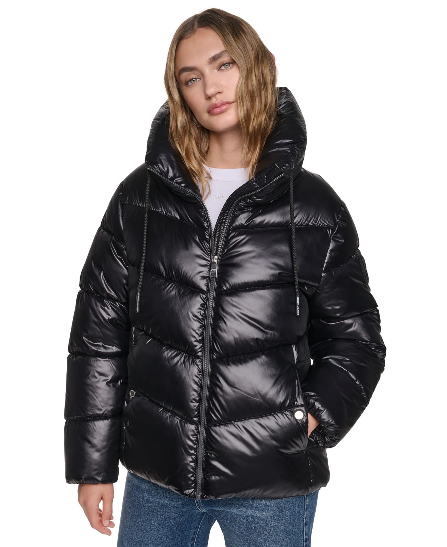 Women's Drama Collar Quilted Puffer Jacket