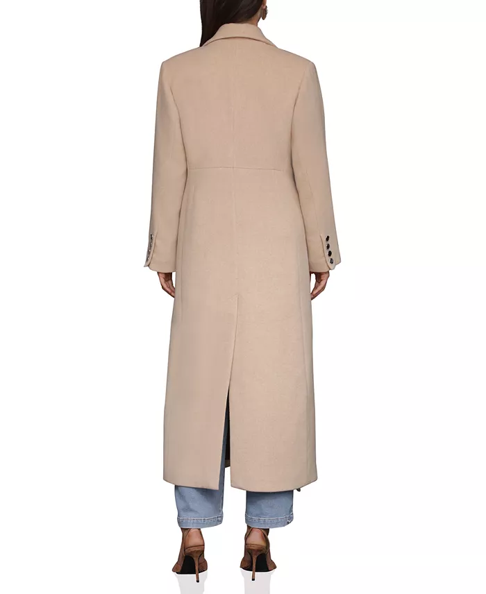 Women's Double-Breasted Long Wool-Blend Structured-Shoulder Coat - thumbnail 10