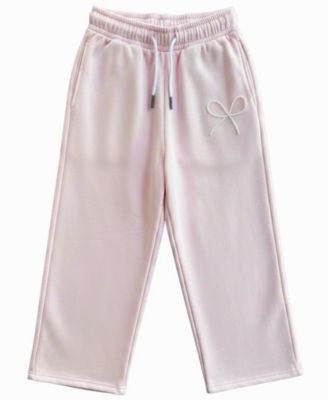 Girls' 7-16 Mini Imitation Pearl Bow Wide-Leg Sweatpants