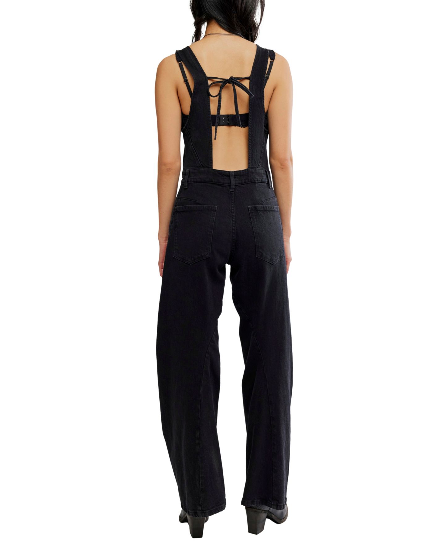 Женский комбинезон Free People Corsica Denim Wide-Leg Scoop Neck Jumpsuit, цвет: Raven — фото 4