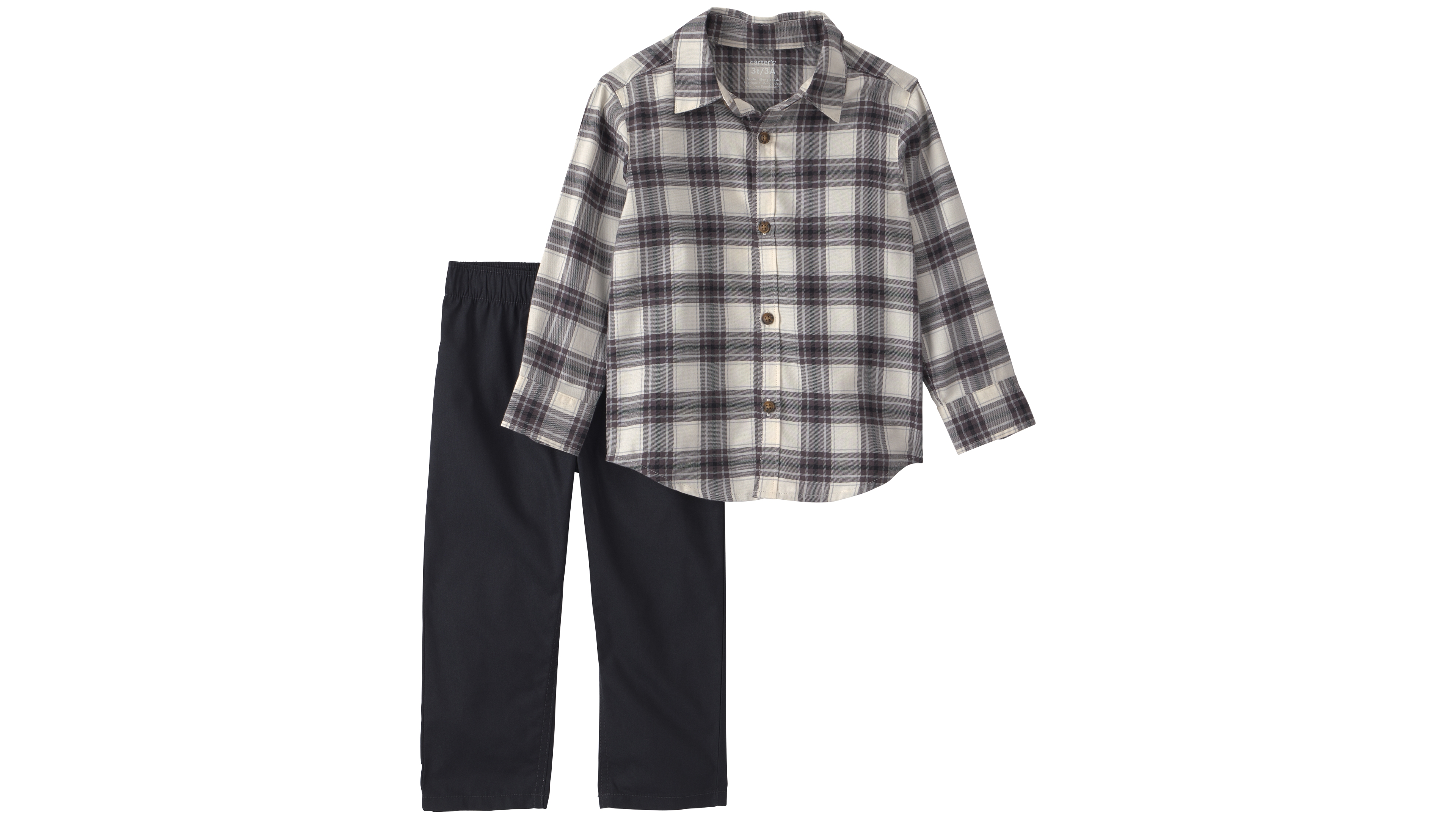 Carter's Toddler Boys' 2T-5T Plaid-Twill Button-Front Top and Pant Set