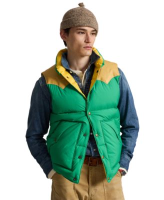 Men's Western-Style Leather Yoke 750-Fill-Power Down Vest