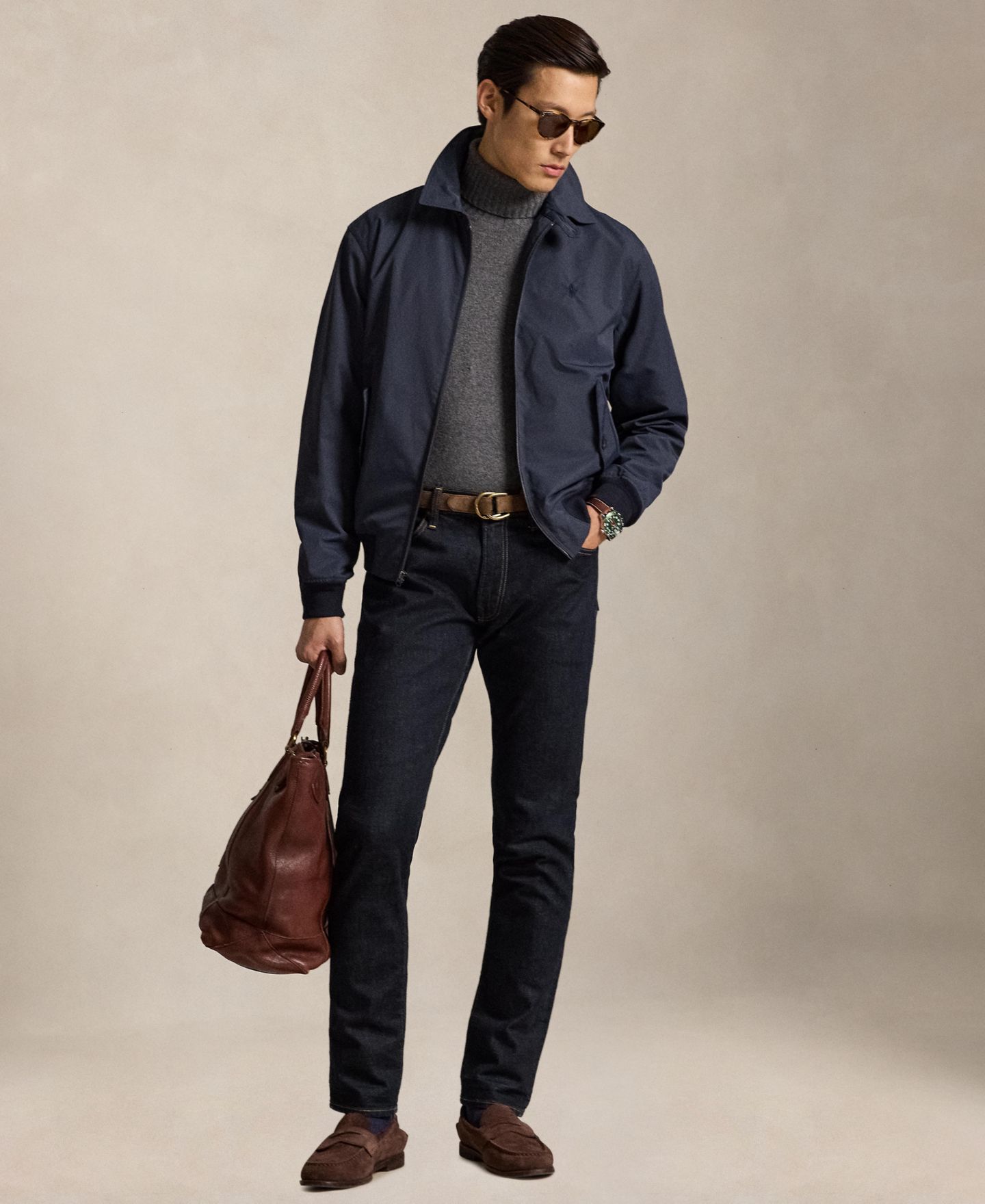 Мужская куртка Polo Ralph Lauren The Southland Twill Water-Repellent Bomber Regular Fit, цвет: Тёмно-синий — фото 2