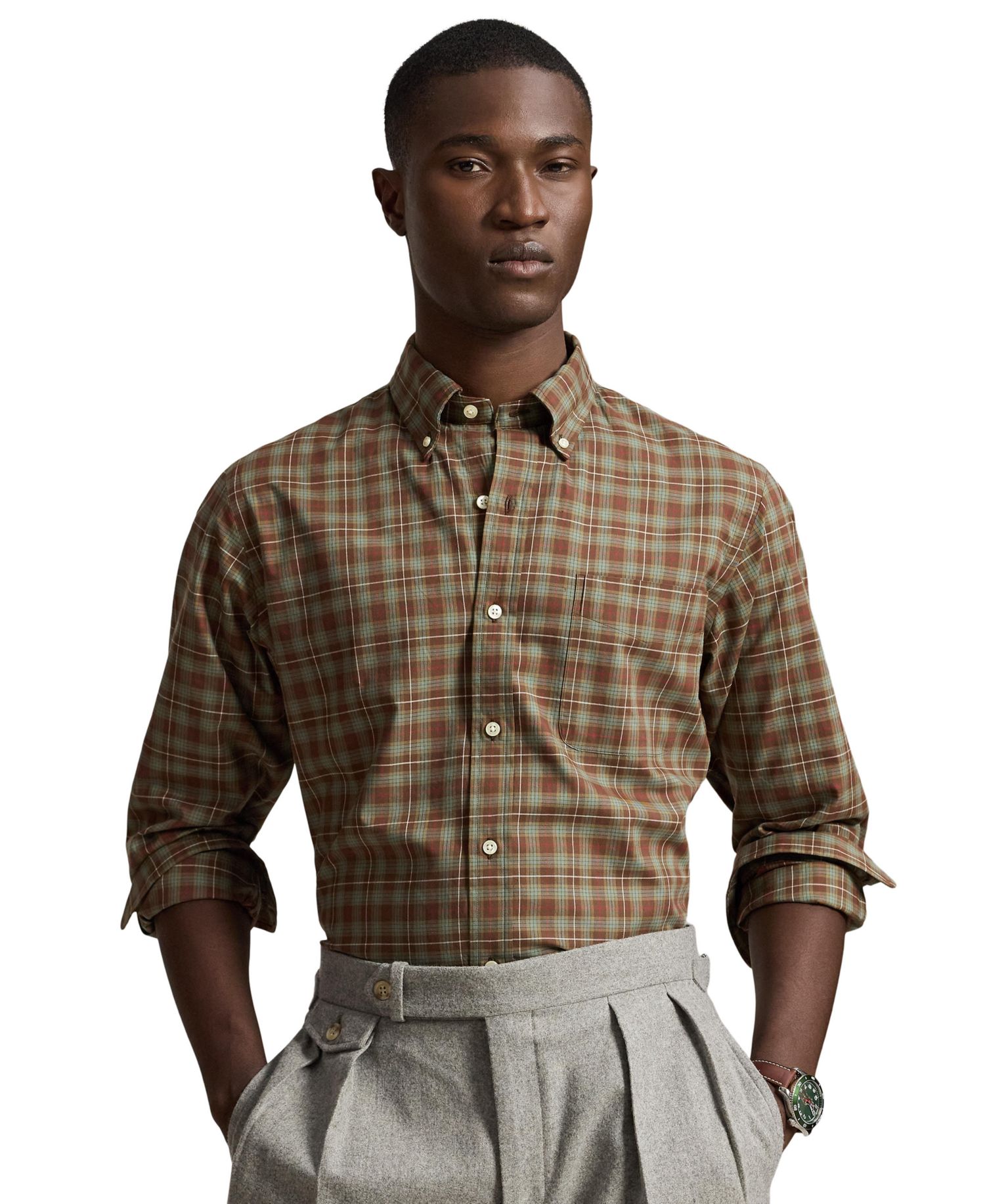 Men's Plaid Peached Shirt