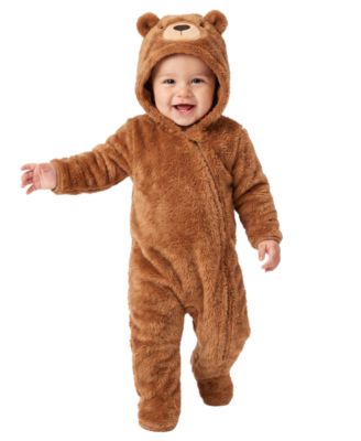 Baby Boys' Hooded Sherpa Zipper-Closure Footie