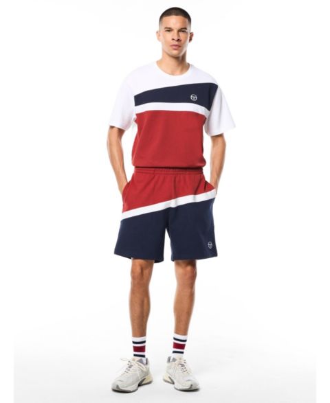 Мужские шорты Sergio Tacchini Affilato French-Terry Color-Block Shorts, 6" Inseam, цвет: Bossa Nova