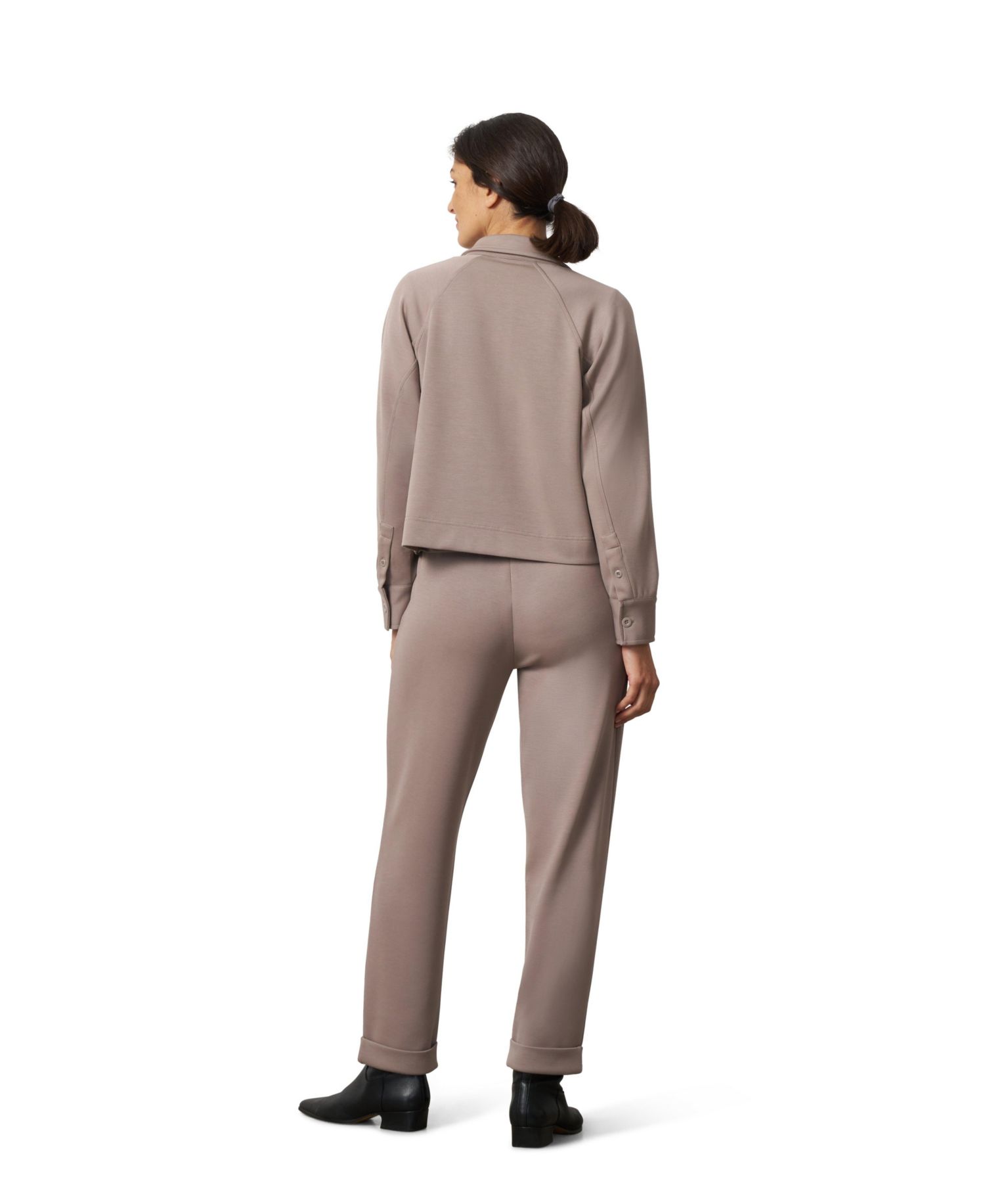 Women's Ponte Cuffed Shacket and Pants Set