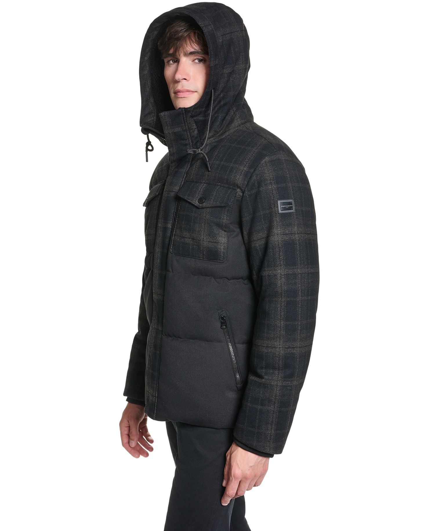 Men's Mixed Media Hooded Jacket