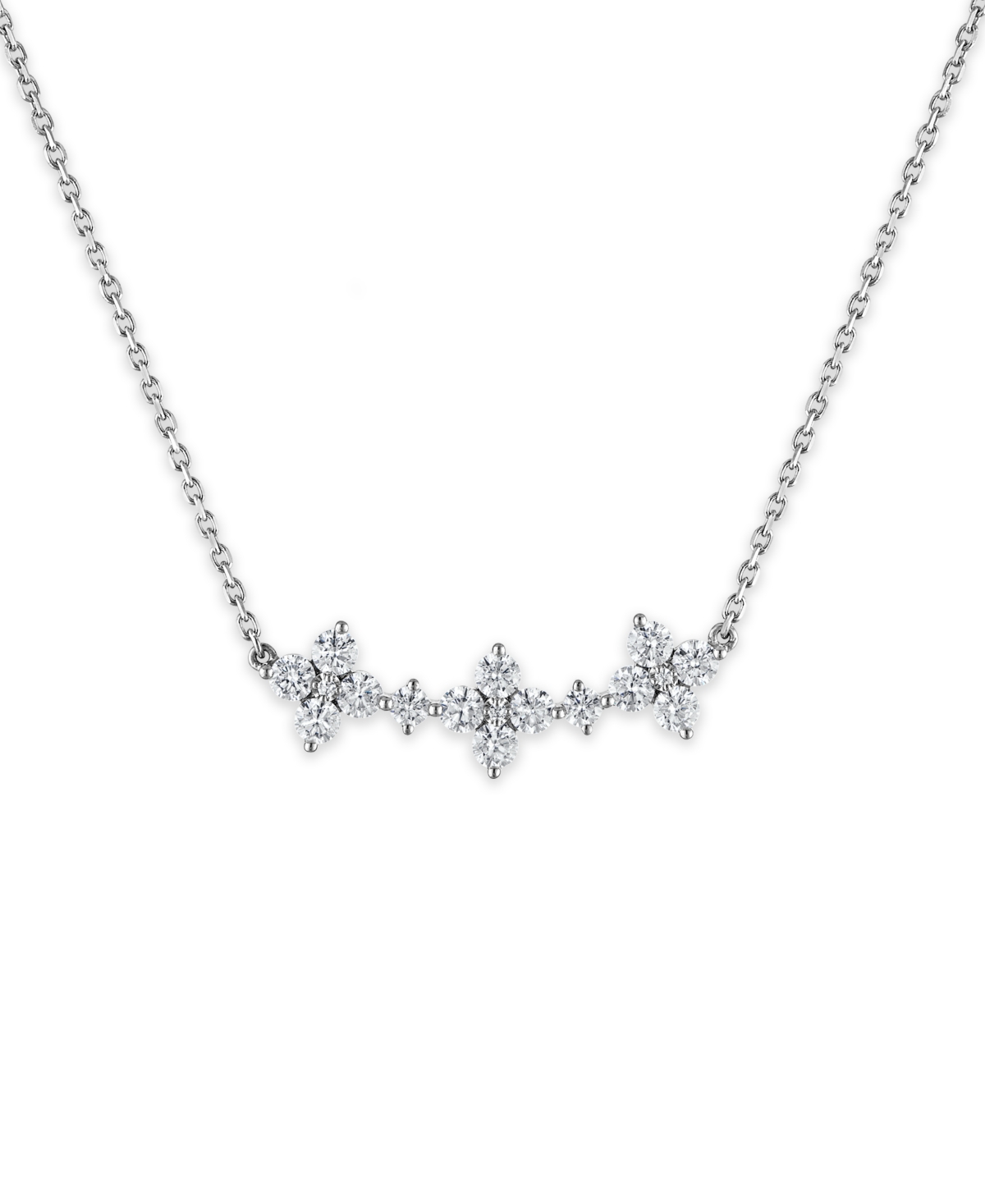 Macy's Lab-Grown Diamond Flower Necklace (1-1/2 ct. t.w.) in 14k White Gold - White Gold