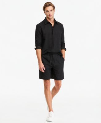Men's Square Texture Linen-Blend Pull-On Shorts, 8" Inseam, Macy's Exclusive