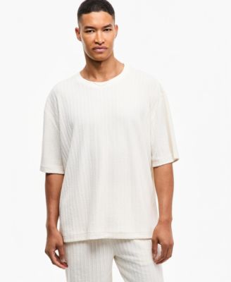 Men's Relaxed-Fit Cable-Knit Crewneck T-Shirt