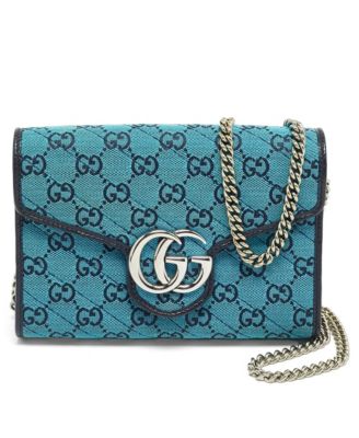 Women's GG Marmont Diagonal Quilt Canvas Wallet on Chain