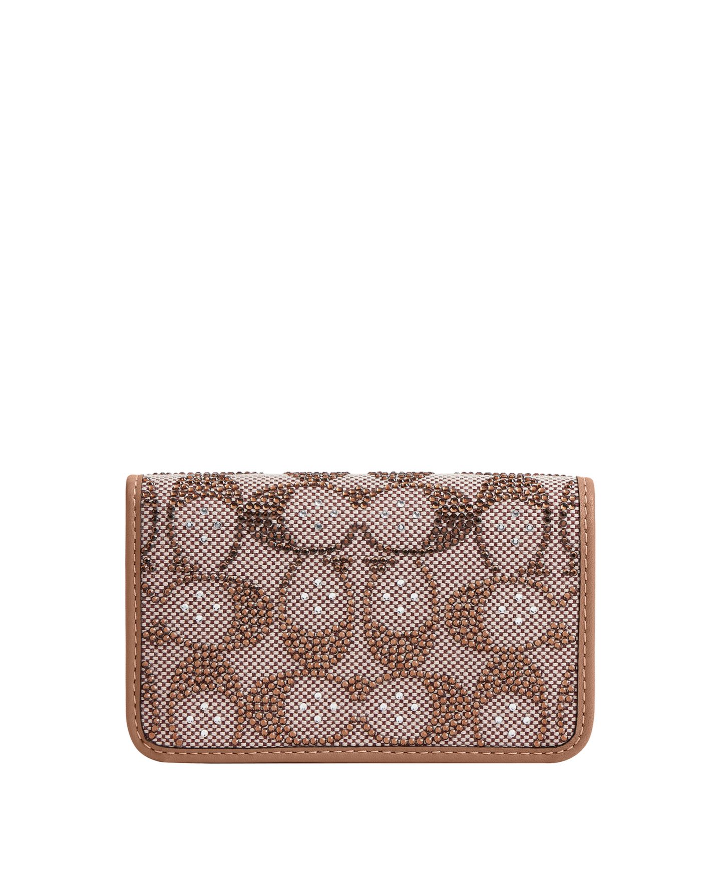 Женский кошелёк COACH Essential Crystal Signature Jacquard Slim Card Case, цвет: Латунный / Серо-бежевый — фото 1