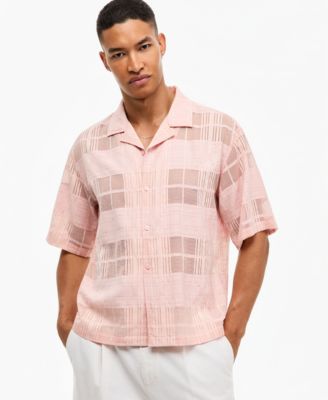 Men's Camp Collar Short-Sleeve Plaid Shirt