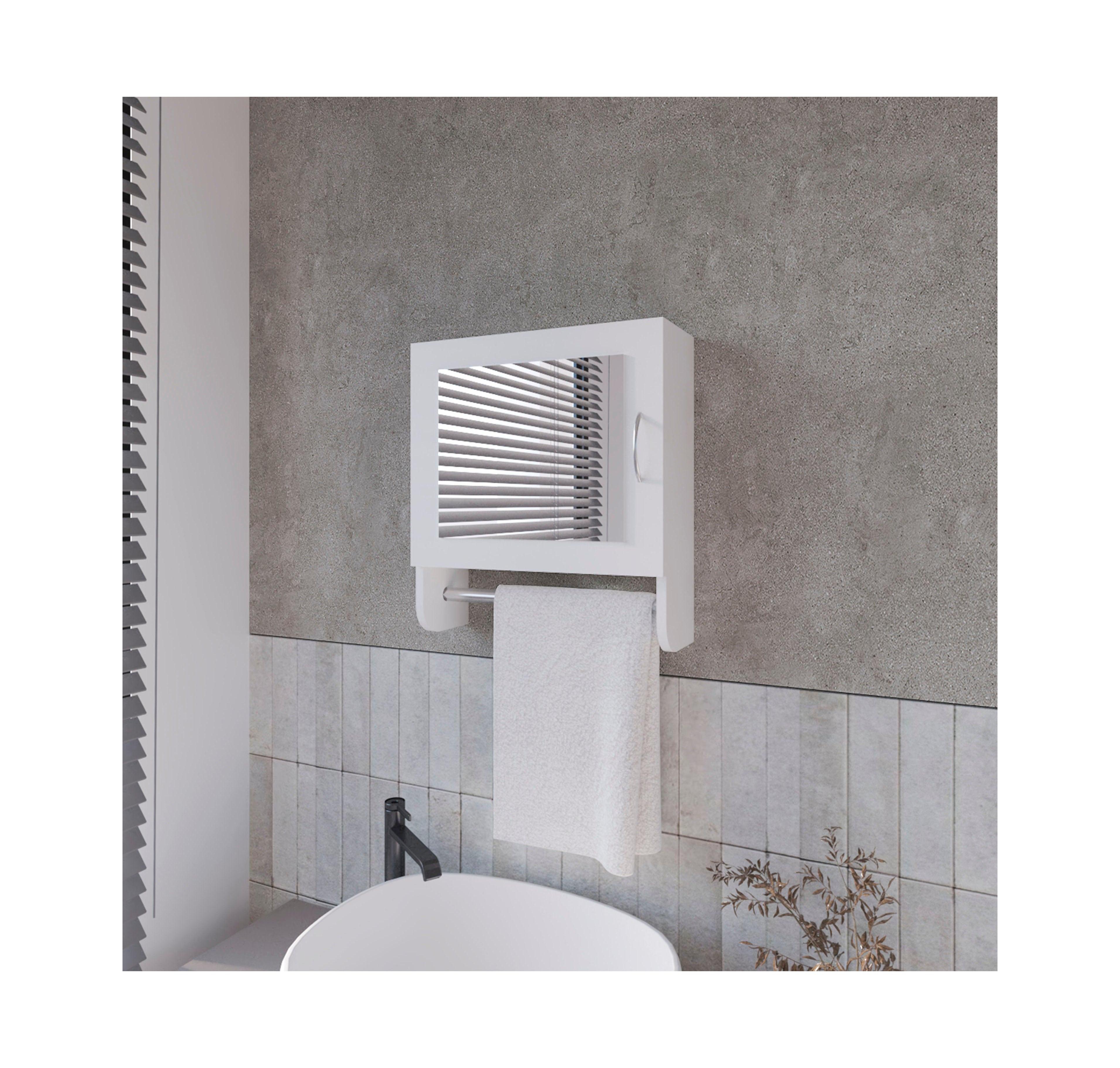 Fm Furniture Pine medicine cabinet in melamine with a towel bar and mirror included