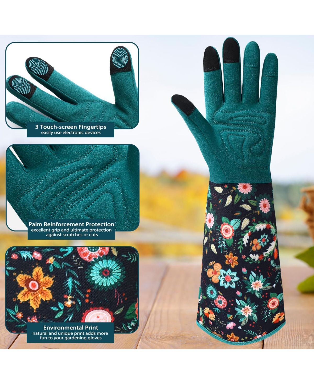 Xdovet Women Leather Garden Gloves Long Thorn-proof Grip Work