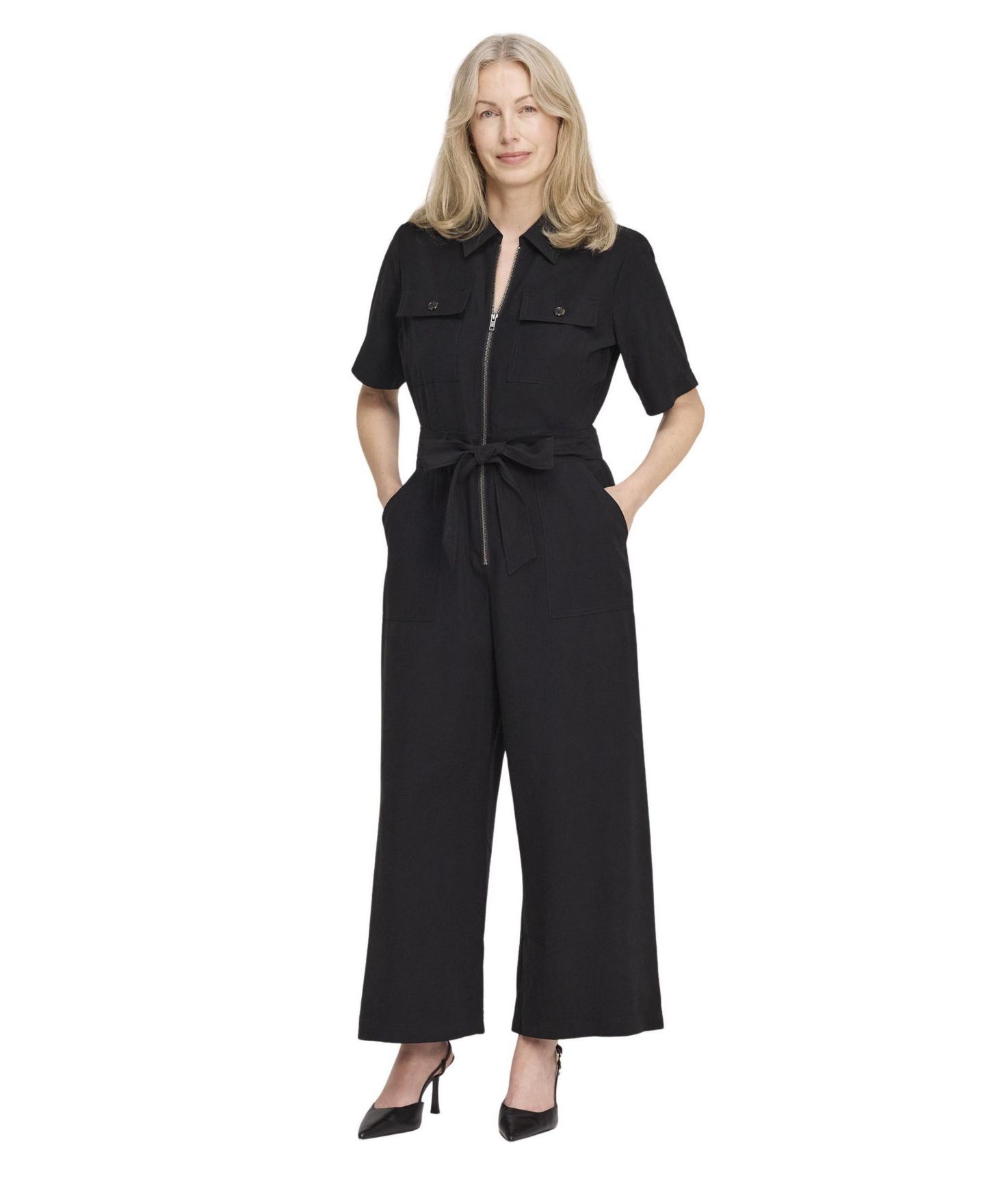 Женский комбинезон Finery London Marie Wide Leg Cropped Jumpsuit, цвет: Чёрный — фото 2