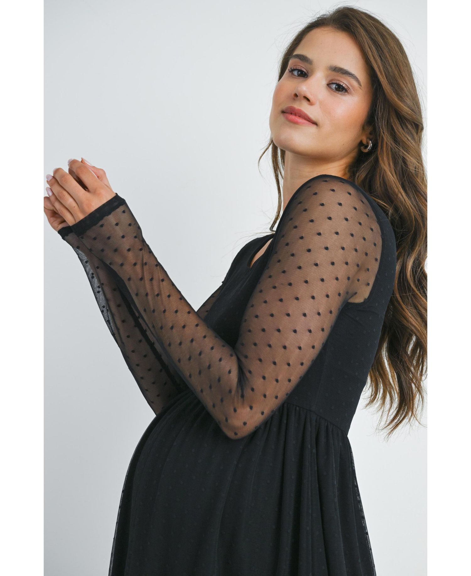 Maternity Swiss-Dot Empire-Waist Babydoll Top