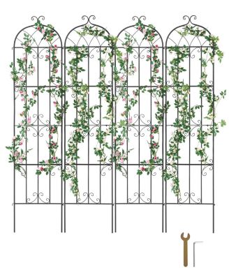 4 Packs Metal Garden Trellis for Climbing Plant Support 87x20 in Rustproof