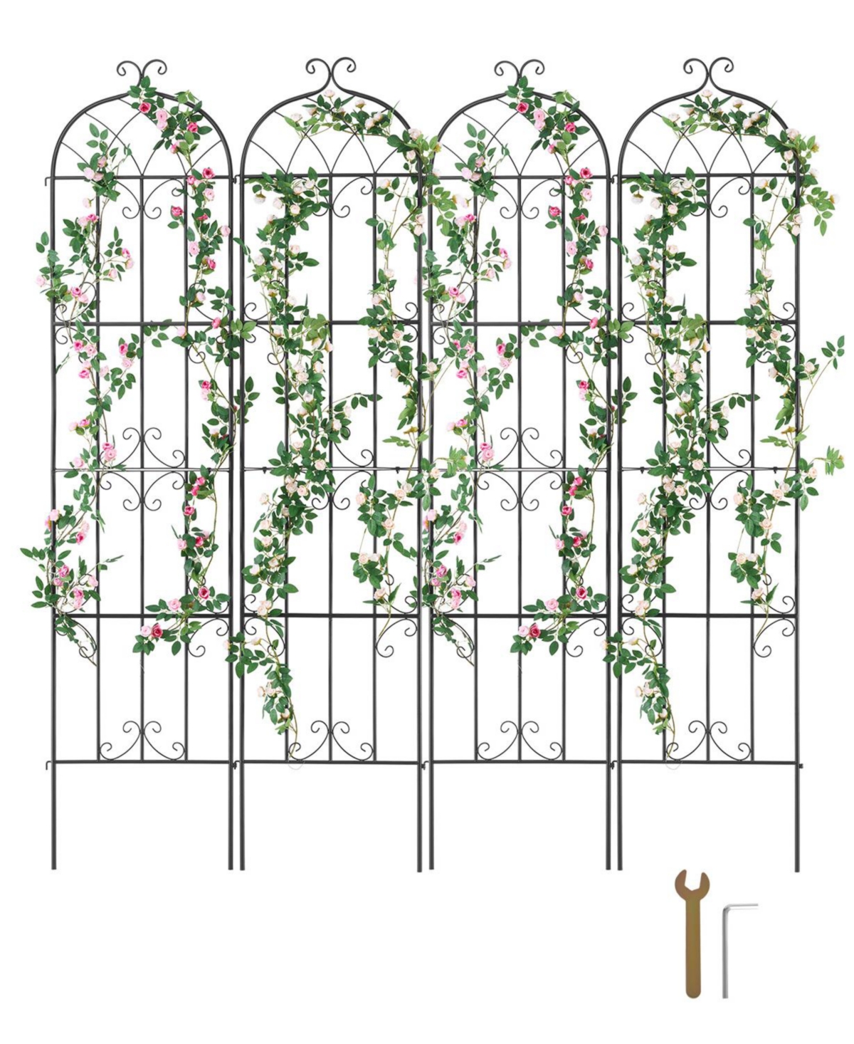 Vevor 4 Packs Metal Garden Trellis for Climbing Plant Support 87x20 in Rustproof