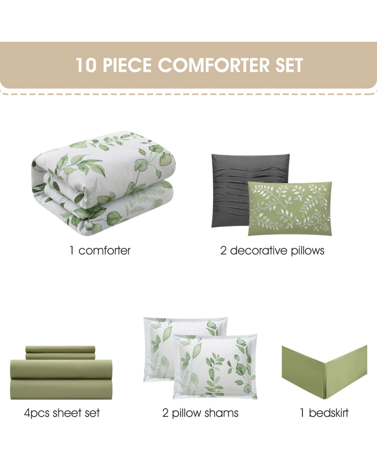 Stratford Park Yamila Leaves 10-Piece Comforter Set