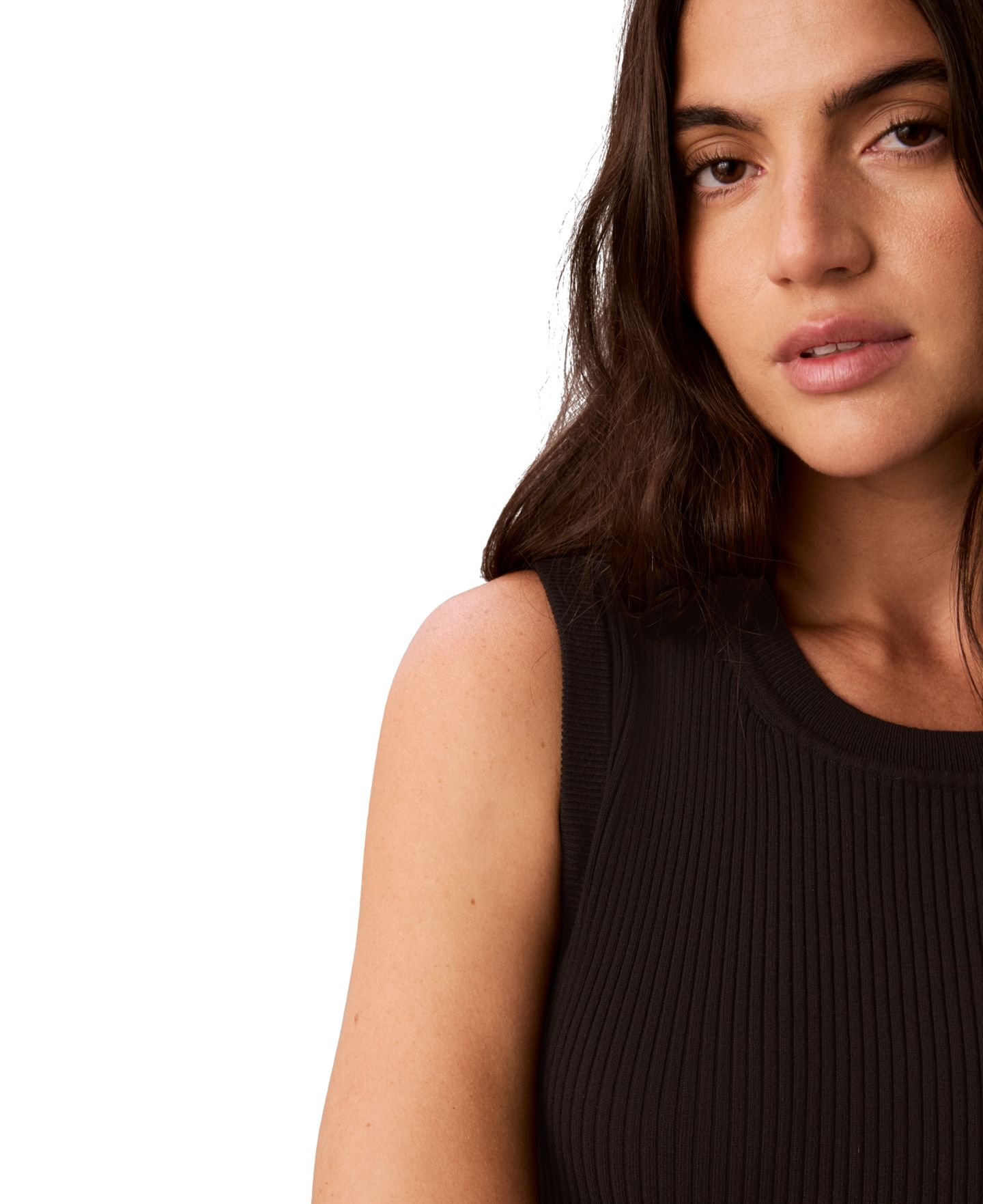 Женский топ Calvin Klein Ribbed Crewneck Sleeveless Tank Top, цвет: Чёрный — фото 4