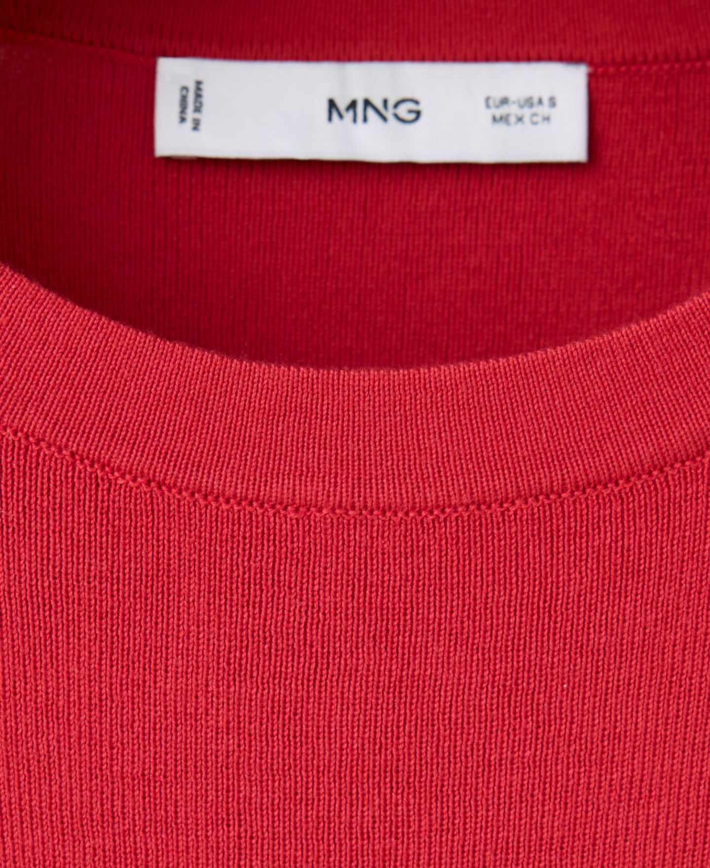 Женская футболка Mango Lightweight Short-Sleeve Cotton-Blend, цвет: Красный — фото 3