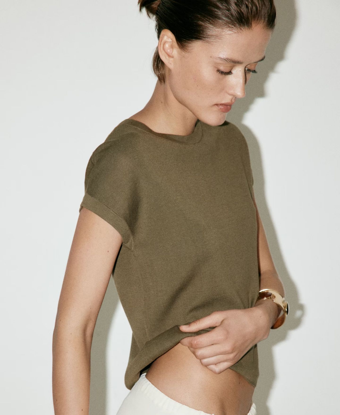 Женская футболка Mango Lightweight Short-Sleeve Cotton-Blend, цвет: Красный — фото 13