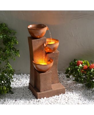 Outdoor 28.5" 3 Tier Cascading Ombre Bowl Fountain