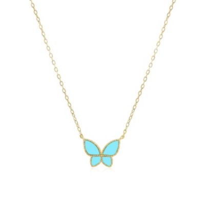 Turquoise Butterfly Necklace 14K Gold-Plated Sterling Silver
