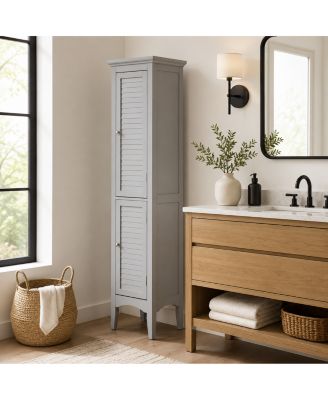 63"H Glancy Linen Tower with Shutter doors