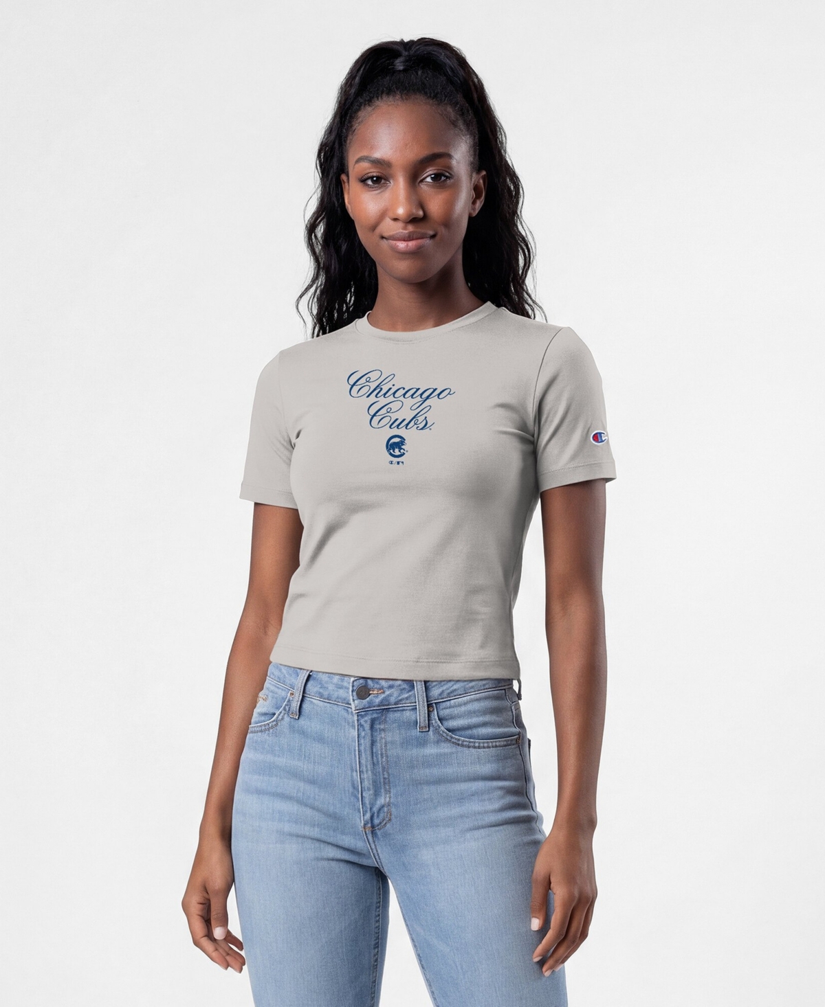 Champion Women's Chicago Cubs Fitted Cropped T-Shirt
