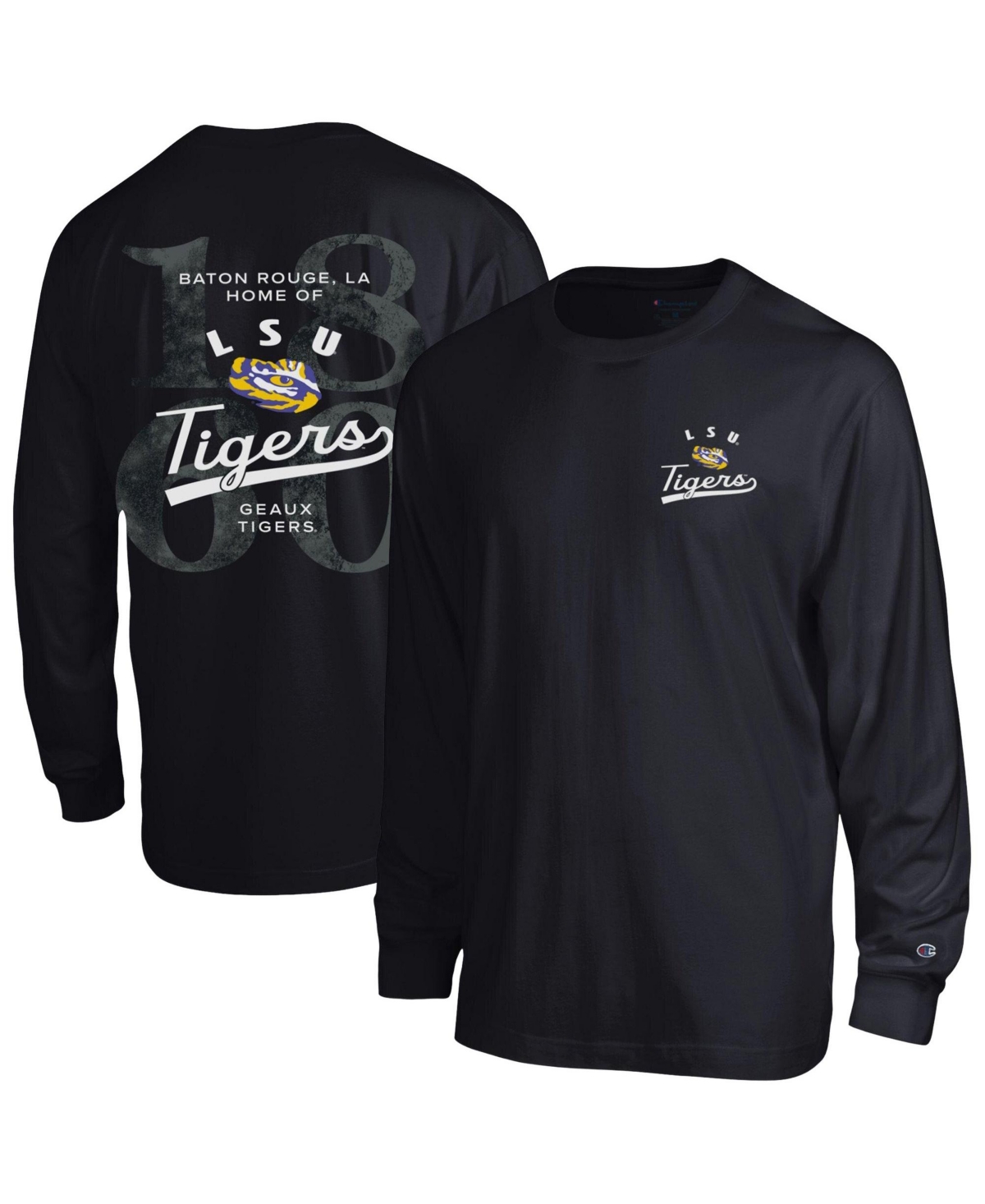 Champion Men's Black Lsu Tigers Laminated All-Star Long Sleeve T-Shirt