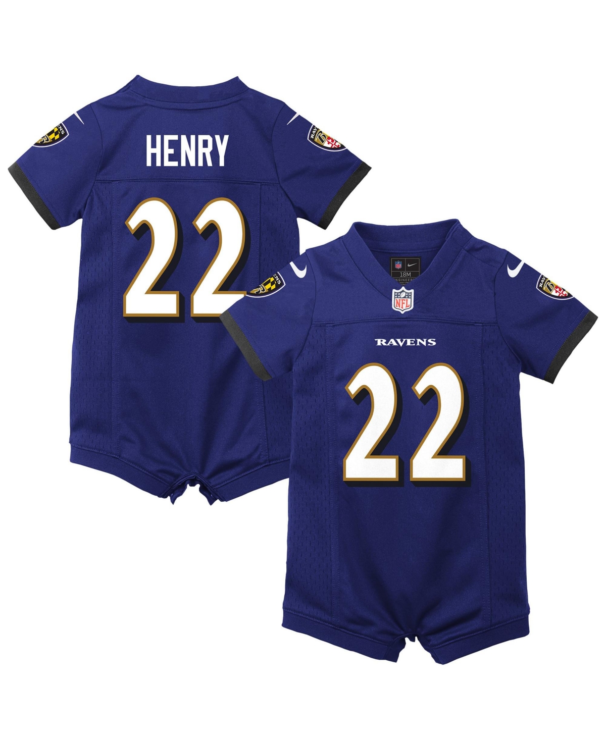 Nike Baby Boys' and Girls' Derrick Henry Baltimore Ravens Game Jersey Short-Sleeve Romper